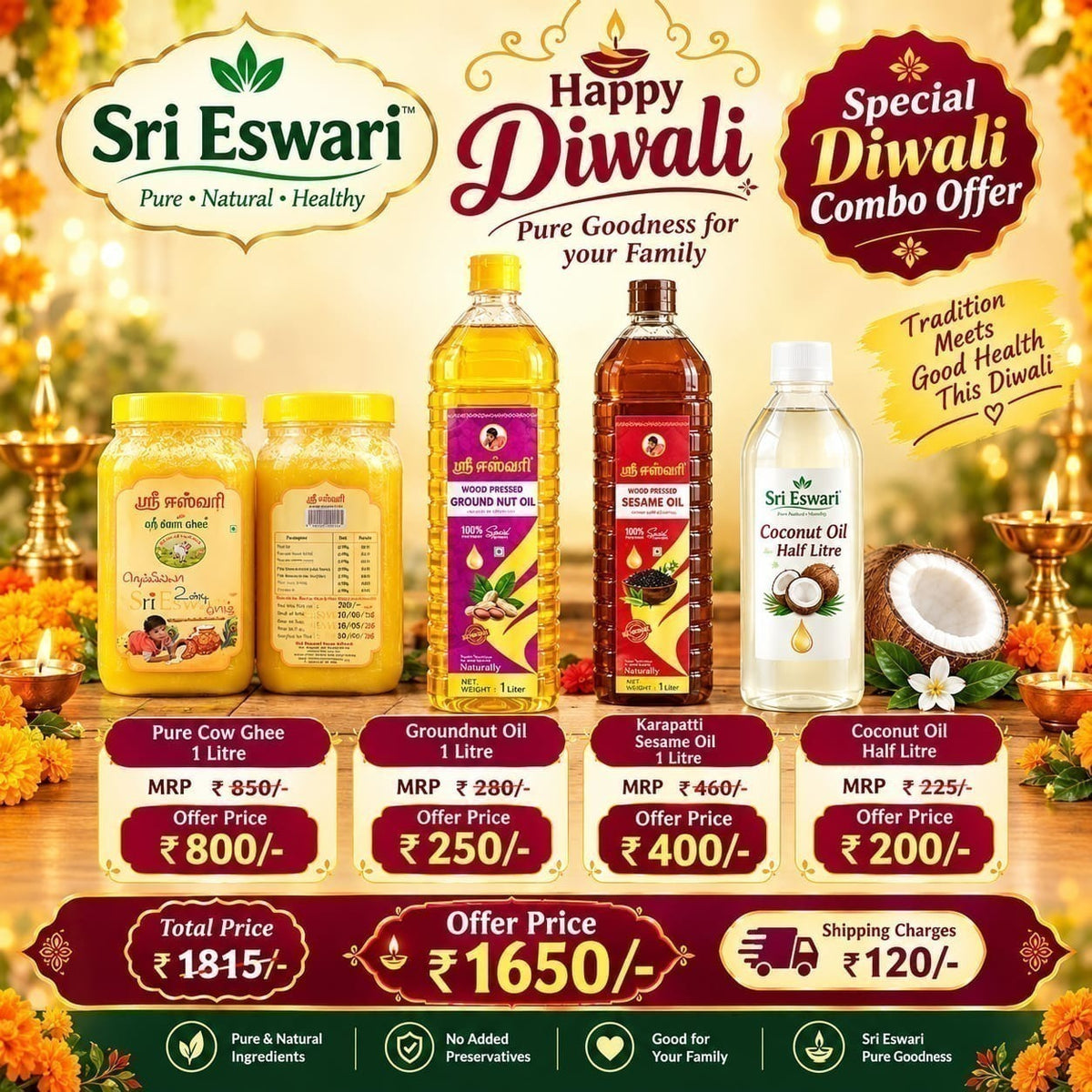 Diwali Traditional Oils & Ghee Combo